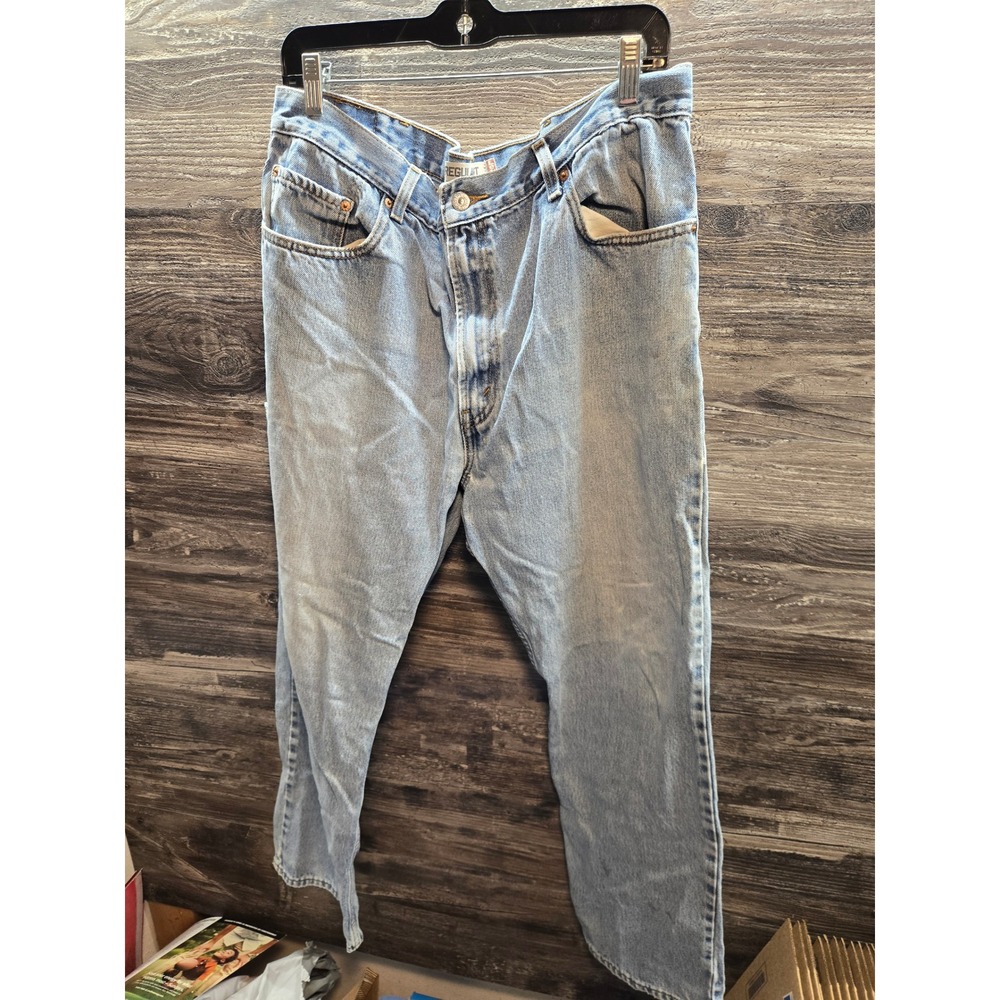 Levis 505 Regular‎ Fit WORK Jeans Mens 40x30 Light Wash Blue Straight Leg Denim